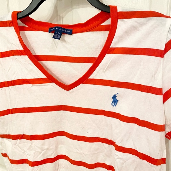 Ralph Lauren striped v-neck tee - Picture 2 of 4